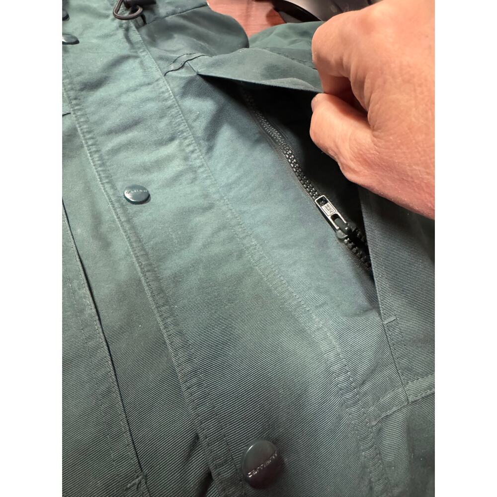 Vintage Carhartt Hooded Work Chore Jacket Green Distressed Workwear Coat XXL - Picture 4 of 11